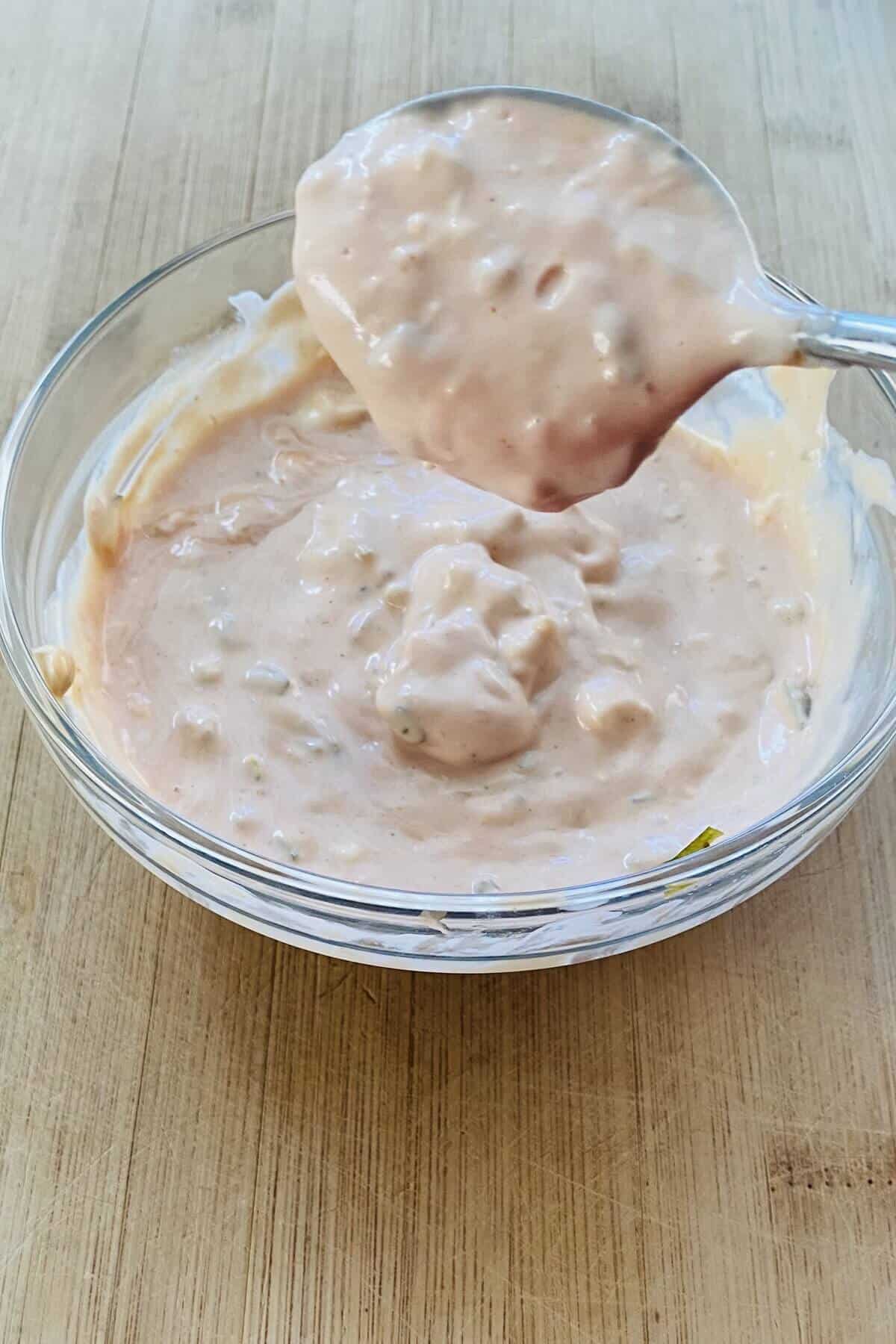 Big Mac special sauce on a spoon.