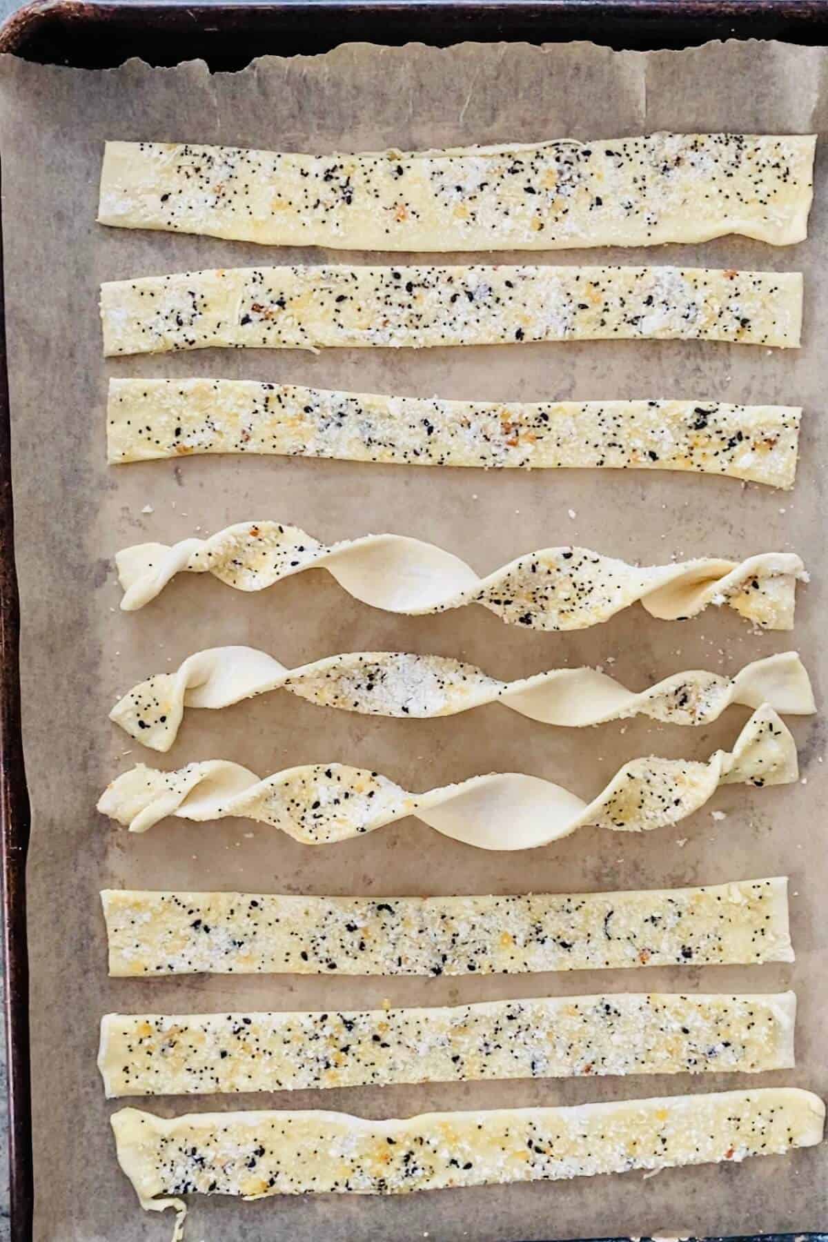 unbaked cheese twists.