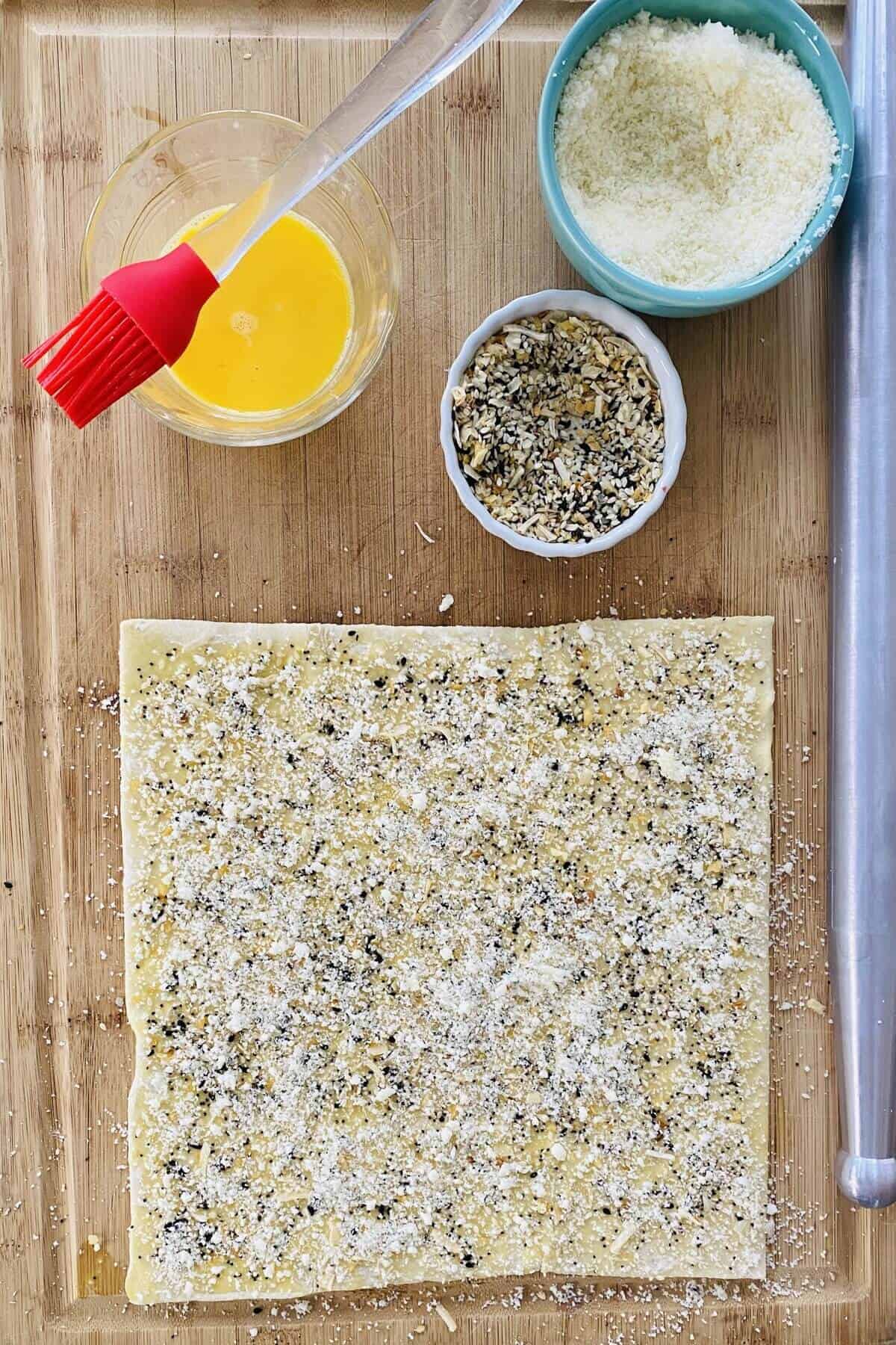 puff pastry with ingredients.