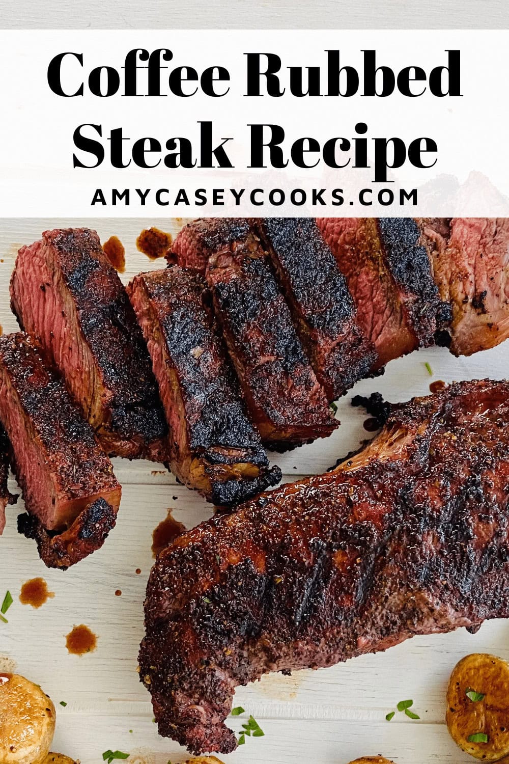 sliced coffee rubbed steak.