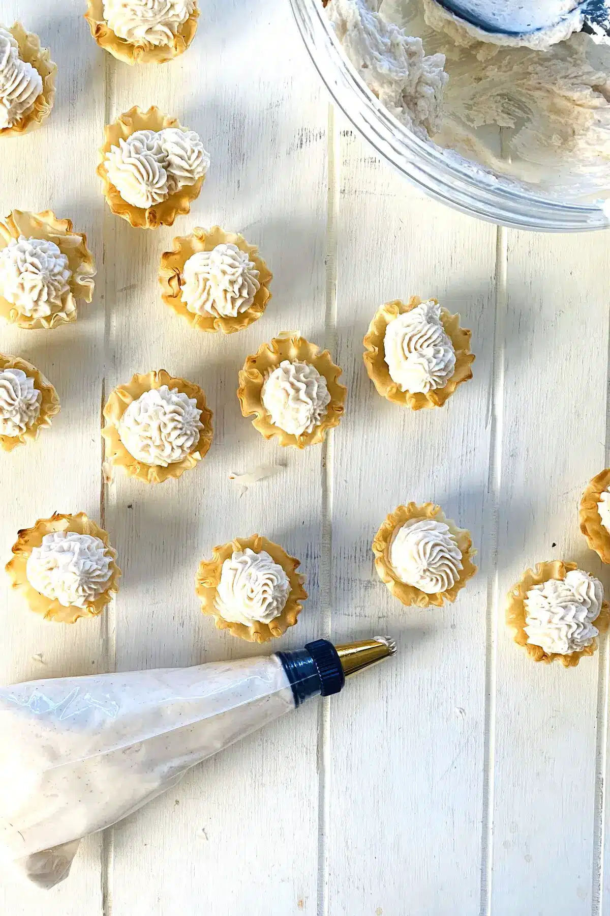 Cheesecake filled phyllo cups.