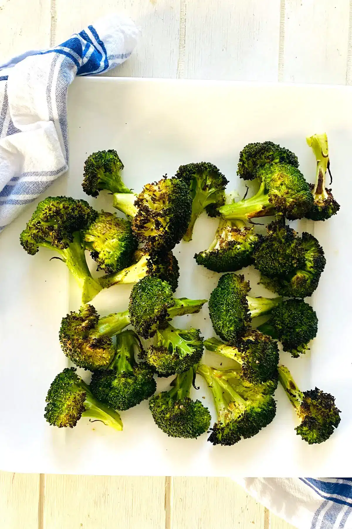 platter of broiled broccoli.