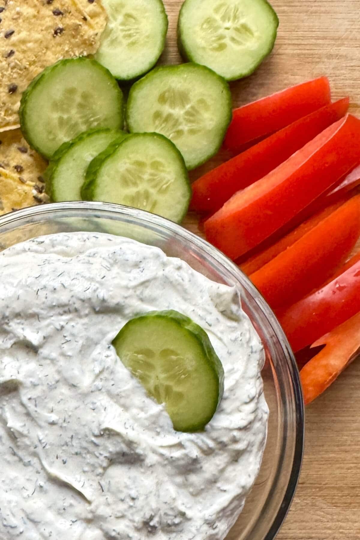 Dip with a cucumber.