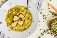 Robust Ham & Potato Split Pea Soup with Crispy Croutons