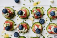 Sweet & Savory Watermelon Cucumber Blue Cheese Bites