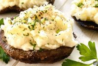 Creamy Mashed Potato Stuffed Portobello Caps