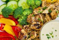 Herb-Roasted Italian Chicken with Creamy Caesar Dip