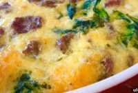 Hearty Cheesy Sausage and Spinach Breakfast Bake