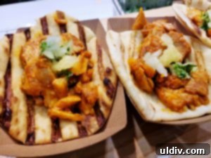 Chicken al pastor dish being prepared or served