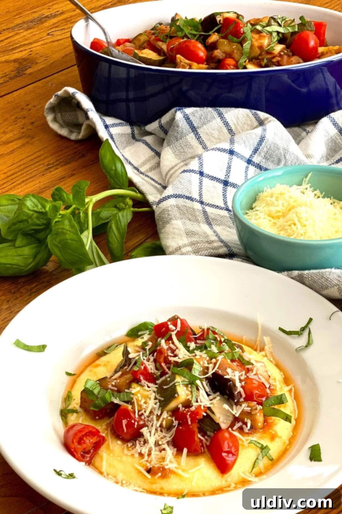 A single serving of ratatouille in a small bowl.