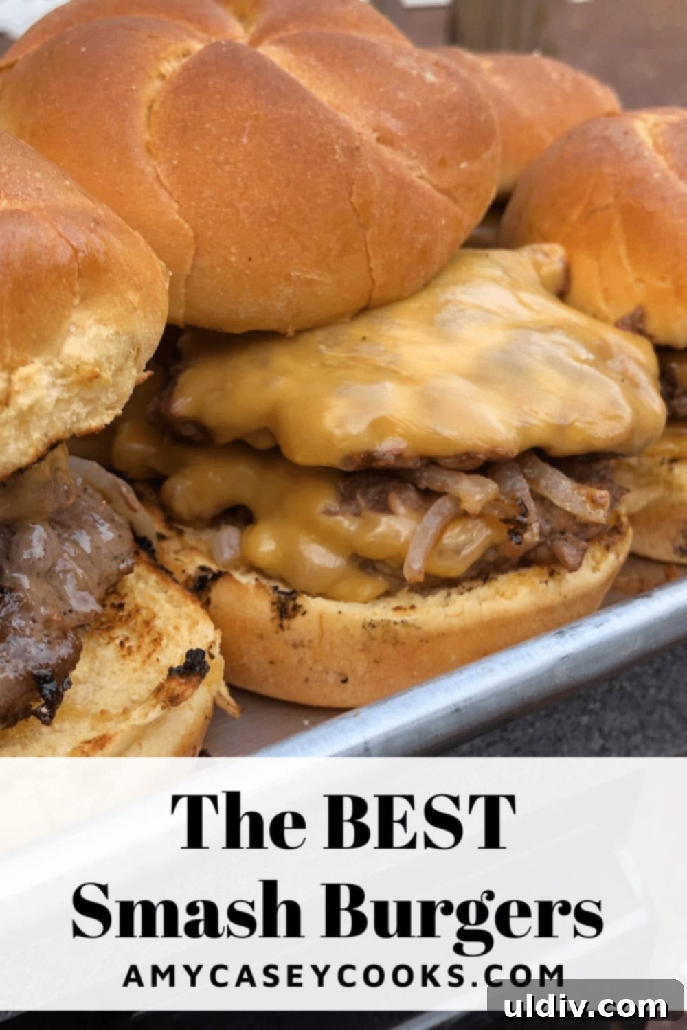 The Secret to Amazing Smash Burgers 10 A beautifully composed image of stacked smash burgers for social media sharing.