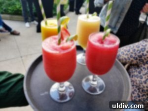 Refreshing fresh fruit daiquiris in various colors