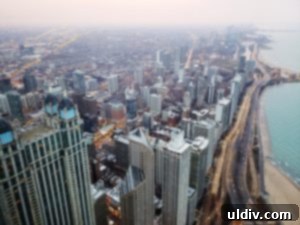 Stunning panoramic view of Chicago skyline from 360 Chicago Observation Deck