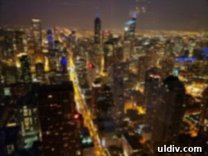 Another stunning night perspective of Chicago's towering skyscrapers and urban landscape