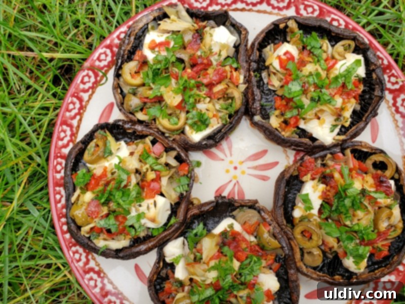 Fall's Delicious Stuffed Mushroom Delights 11 Final Garnish on Stuffed Portabella Mushrooms