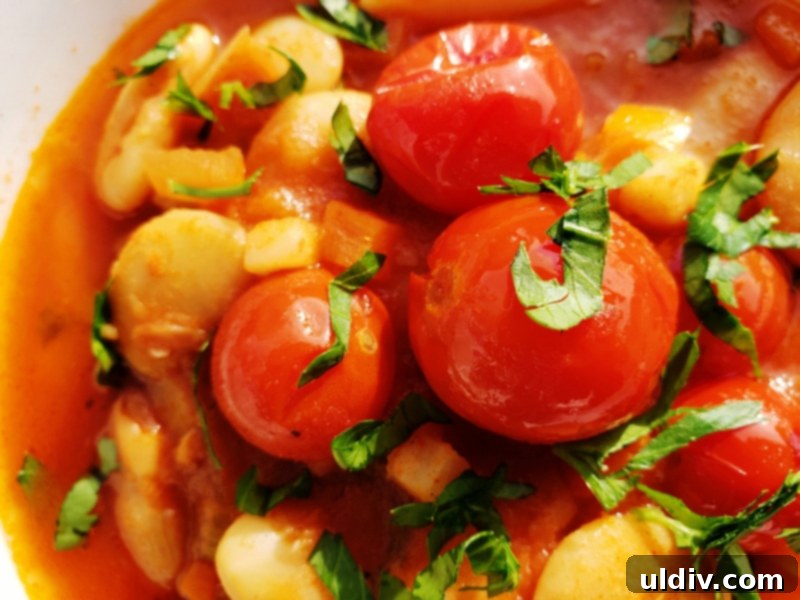 Experience True Freshness: European Canned Tomatoes for Exceptional Cooking 10 Close-up of butter bean stew