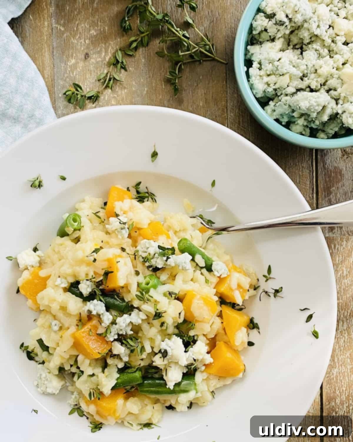 Golden Butternut Risotto 2 easy risotto recipe with butternut squash and green beans