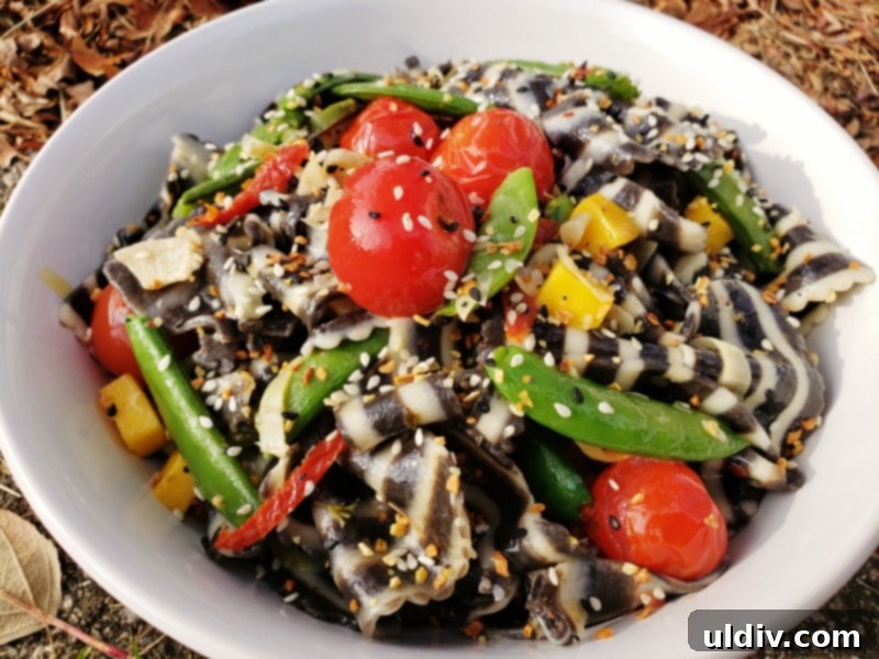Squid Ink Pasta Salad The Best of Both Worlds 7 Serving of squid ink pasta salad