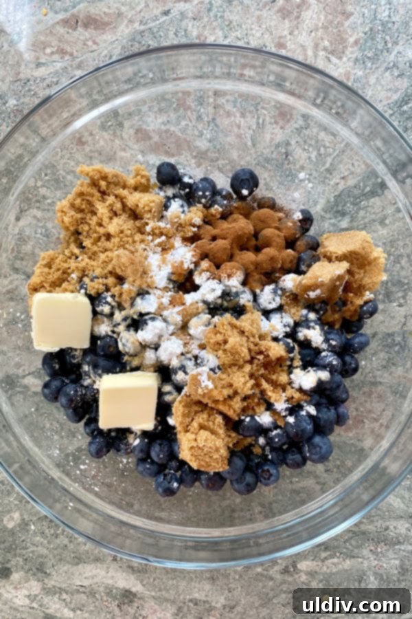 filling ingredients for blueberry cobbler