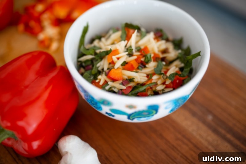 Finished Orzo and Dandelion Green Salad