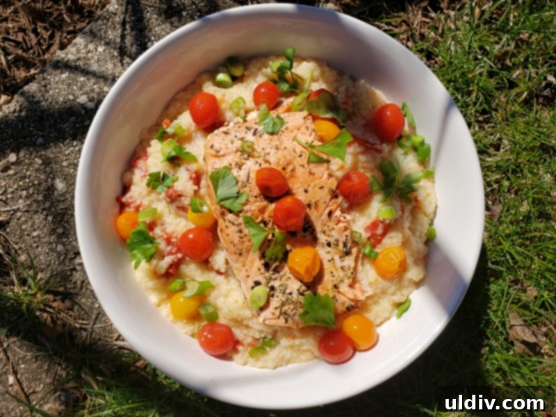 Sitka Our Home A Pandemic Silver Lining 6 Overhead view of the complete salmon and couscous meal