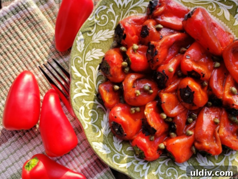 Finished roasted mini pepper and caper salad