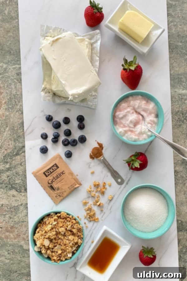 Easy No-Bake Strawberry Cheesecake with Vibrant Berry Drizzle 3 ingredients for no bake cheesecake