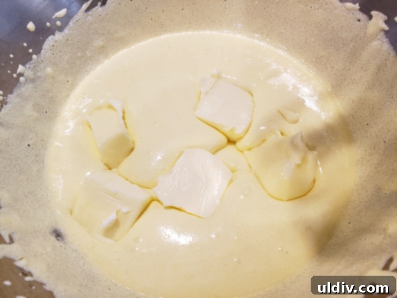 Citrus Bloom Cake: My Summer Dream 6 Adding room temperature butter to egg and sugar mixture