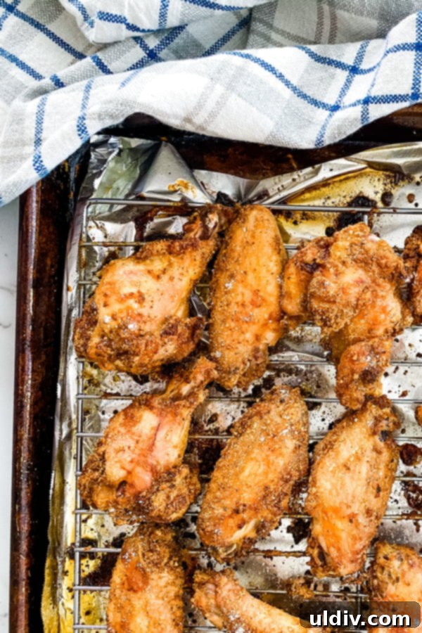 Crispy Oven Wings 4 a pan of crispy chicken wings