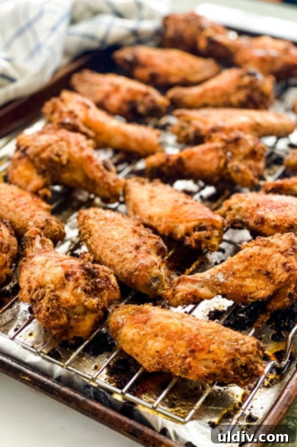Crispy Oven Wings 5 baking sheet with baked chicken wings