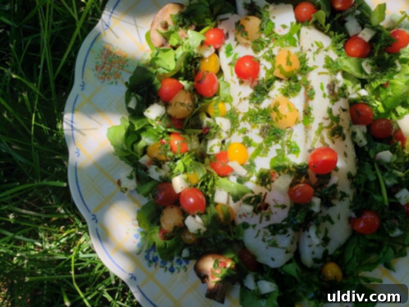 Sitka Salmon Shares June 2020: Remembering Childhood, Relishing Sablefish 14 The finished Sablefish and Watercress Summer Salad, bathed in lime vinaigrette with cantaloupe.