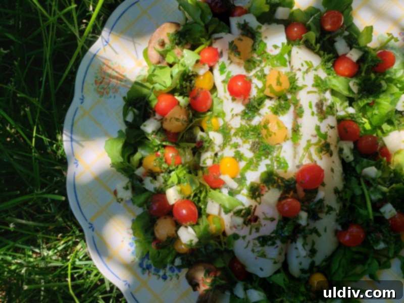 Sitka Salmon Shares June 2020: Remembering Childhood, Relishing Sablefish 17 The colorful and cohesive sablefish and watercress summer salad.
