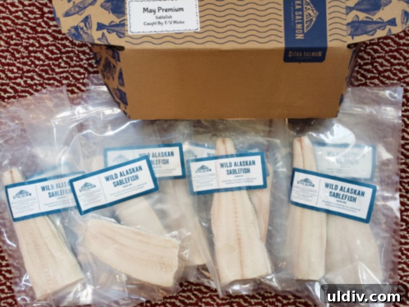 Sitka Salmon Shares June 2020: Remembering Childhood, Relishing Sablefish 4 Freshly packaged wild Alaskan sablefish, ready for culinary creation.