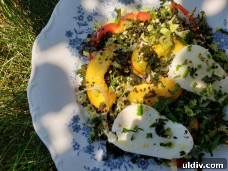 Summer Kale Peach Salad 3 Ingredients for kale and peach salad