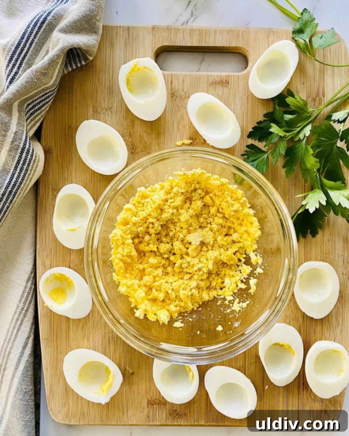 Pickle-Perfect Deviled Eggs 8 Smashed hard boiled egg yolks.