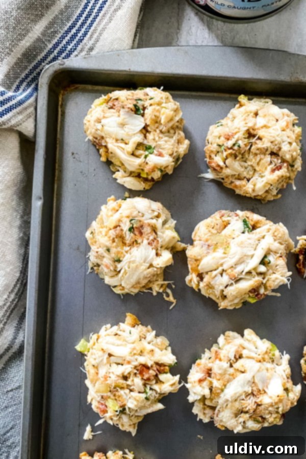 Crab Cake BLT Sliders 7 super lump crab cakes waiting to be sauteed.