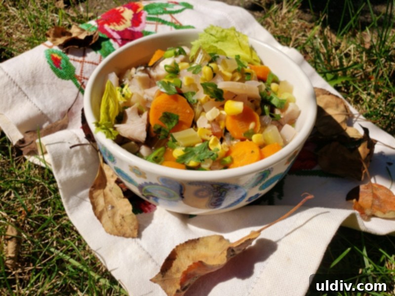 Autumn's Health Elixir: Dive Into Delicious Fish Soup 12 A close-up of the rich and 'overcrowded' fish soup, showing abundant vegetables and fish.