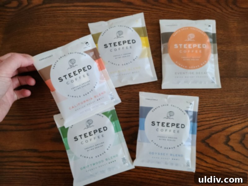 Cultivating Calm: Gourmet Discoveries and Self-Care Rituals for Pandemic Life 7 Steeped coffee bags displayed, ready for brewing