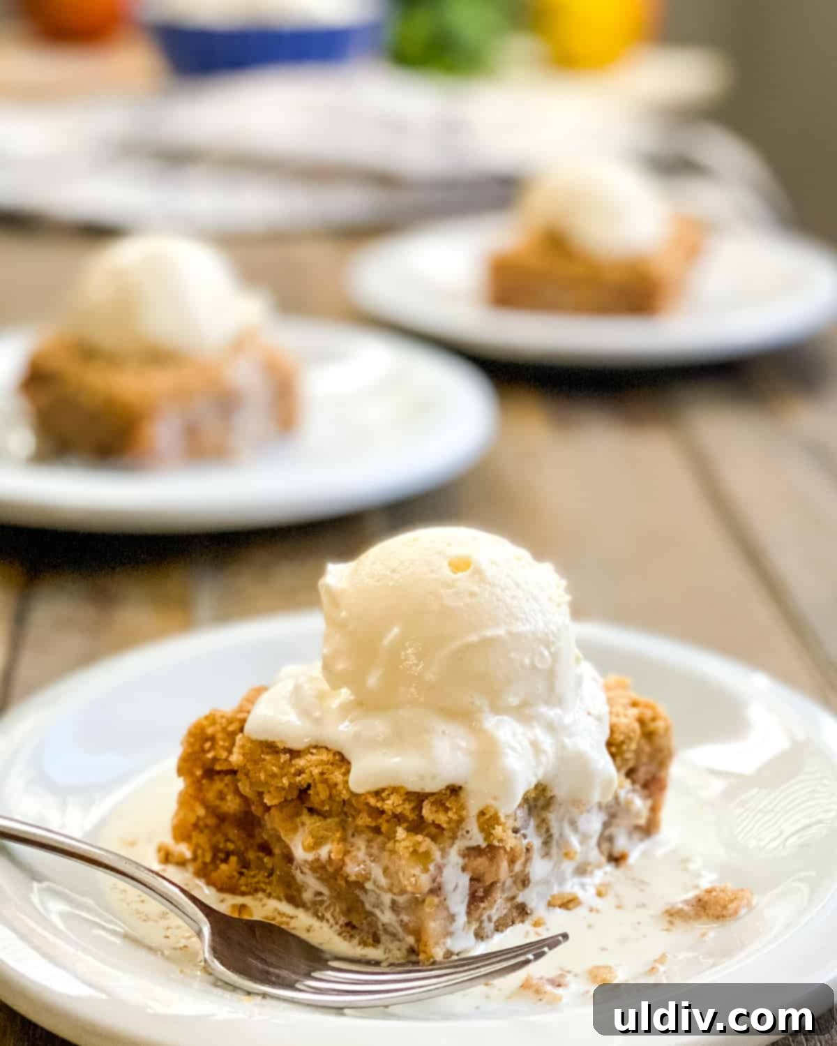 Spiced Apple Crumb Bars 10 apple crumb bar topped with ice cream