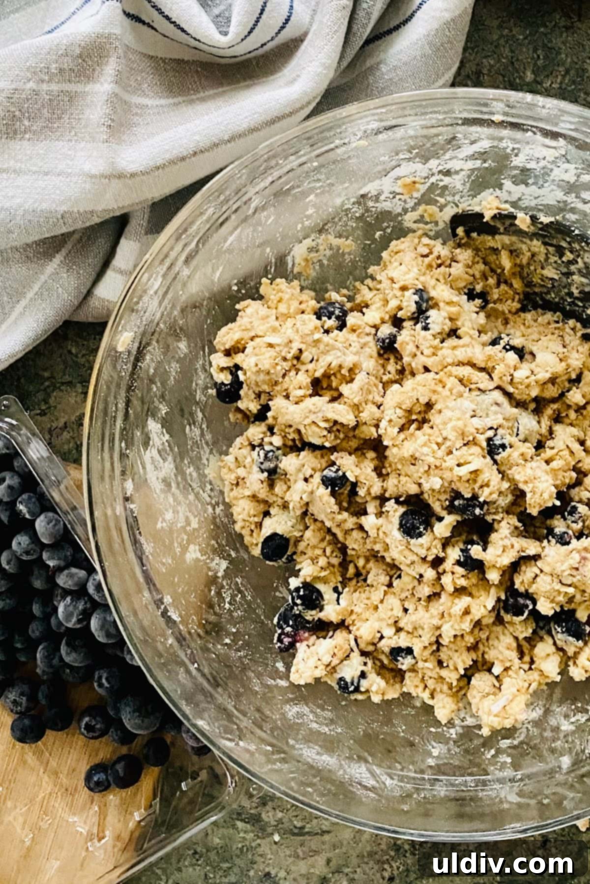 No-Fuss Blueberry Drop Scones 3 Dough for drop blueberry scones.