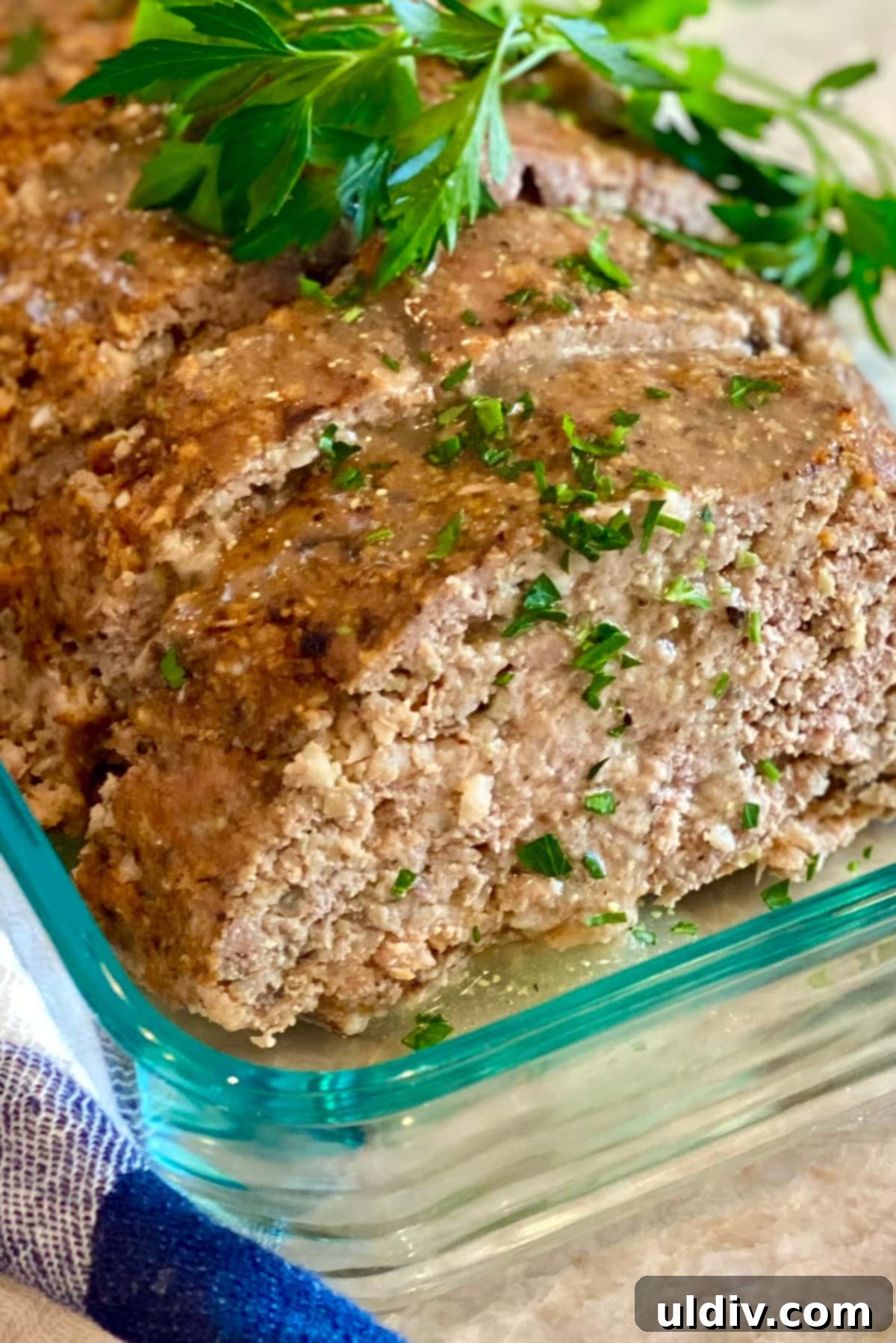 Hearty Turkey Meatloaf with Sautéed Mushrooms 9 Sliced meatloaf with gravy.