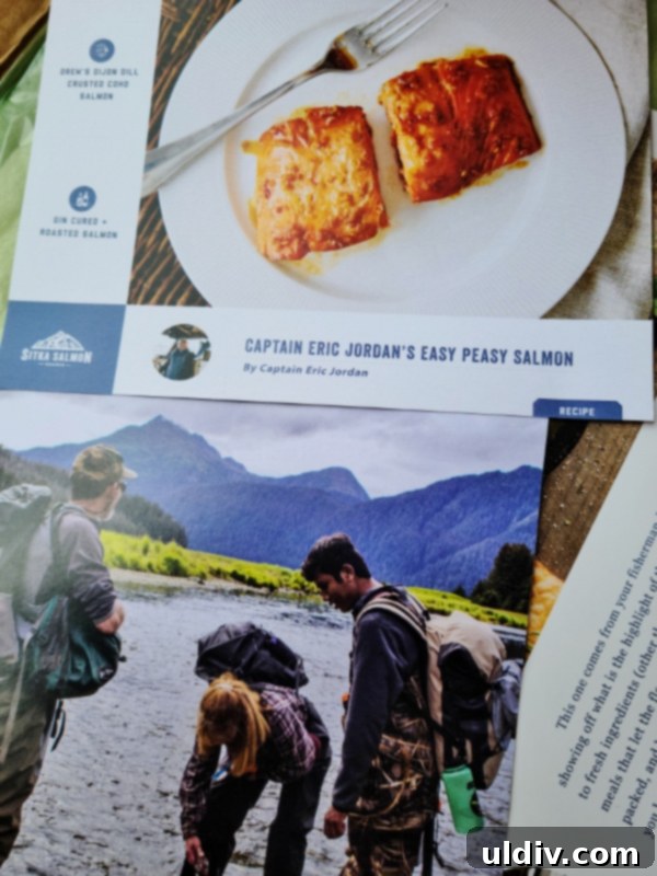 Newsletter and recipe cards included in a Sitka Salmon Shares delivery box