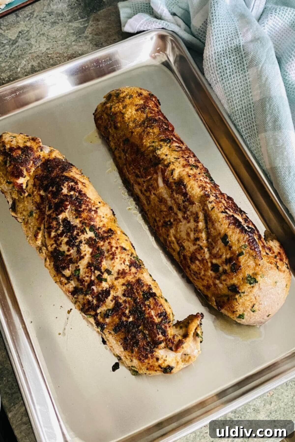 seared and roasted pork tenderloin.