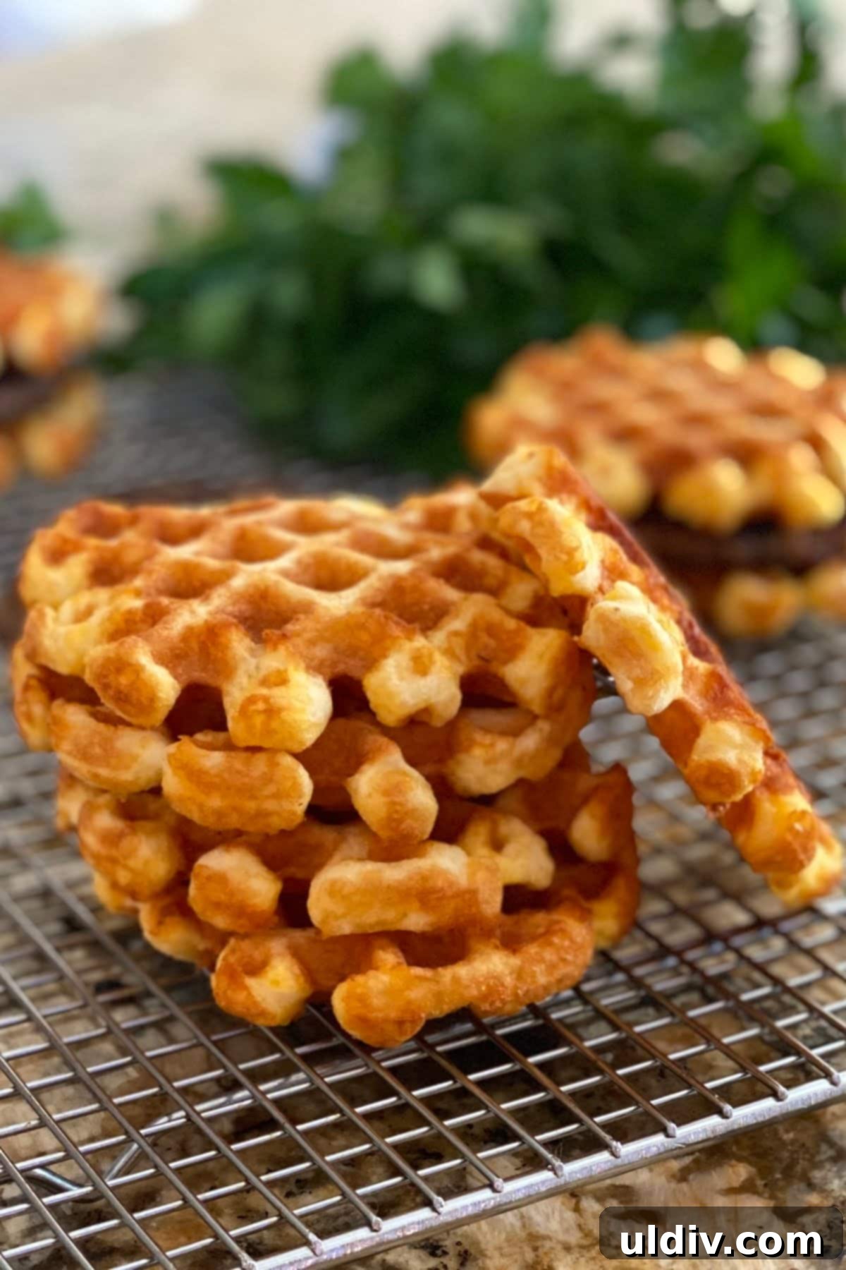 Irresistible Savory Almond Chaffles 5 stack of chaffles