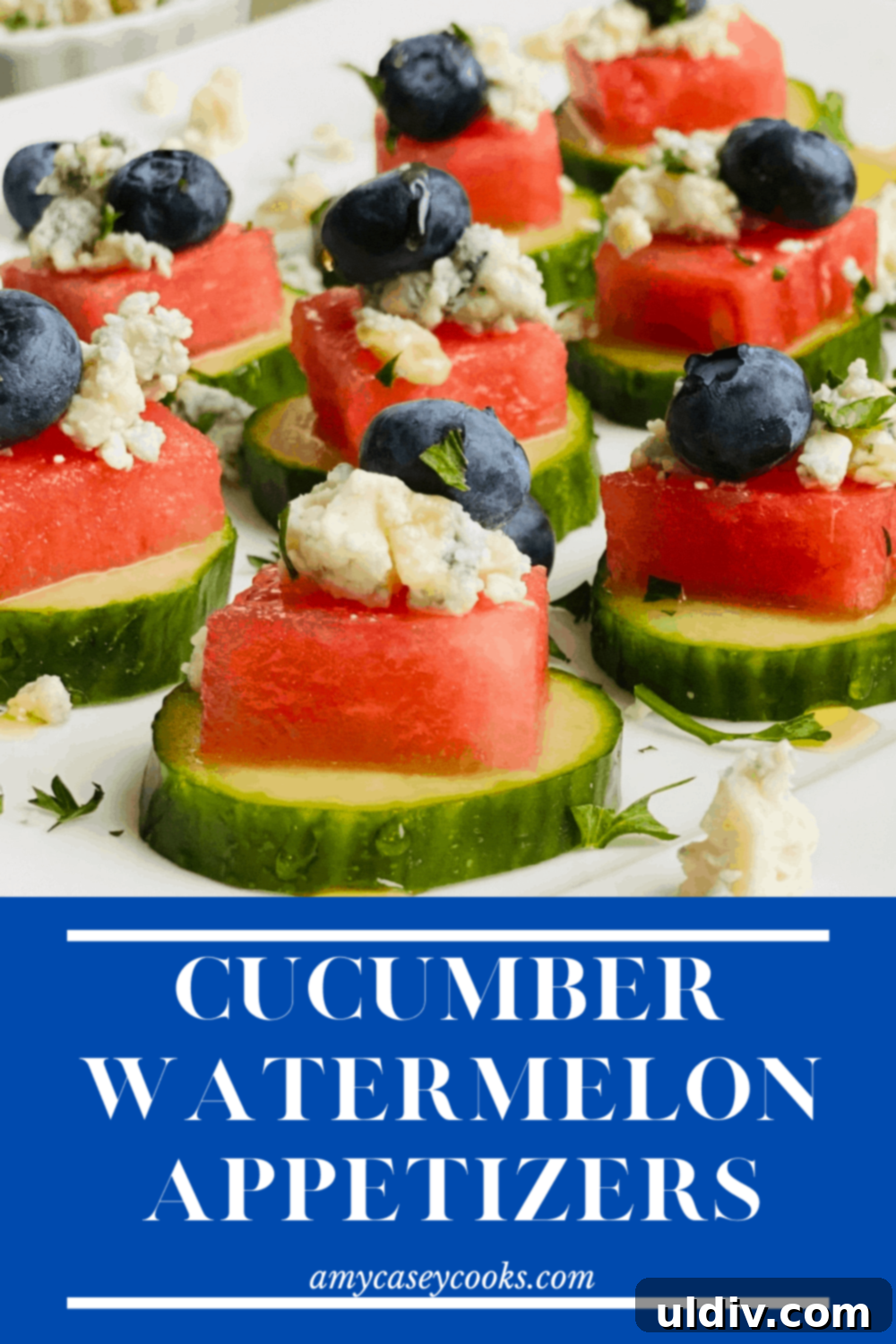 Sweet & Savory Watermelon Cucumber Blue Cheese Bites 6 summer snacks with melon and cucumber