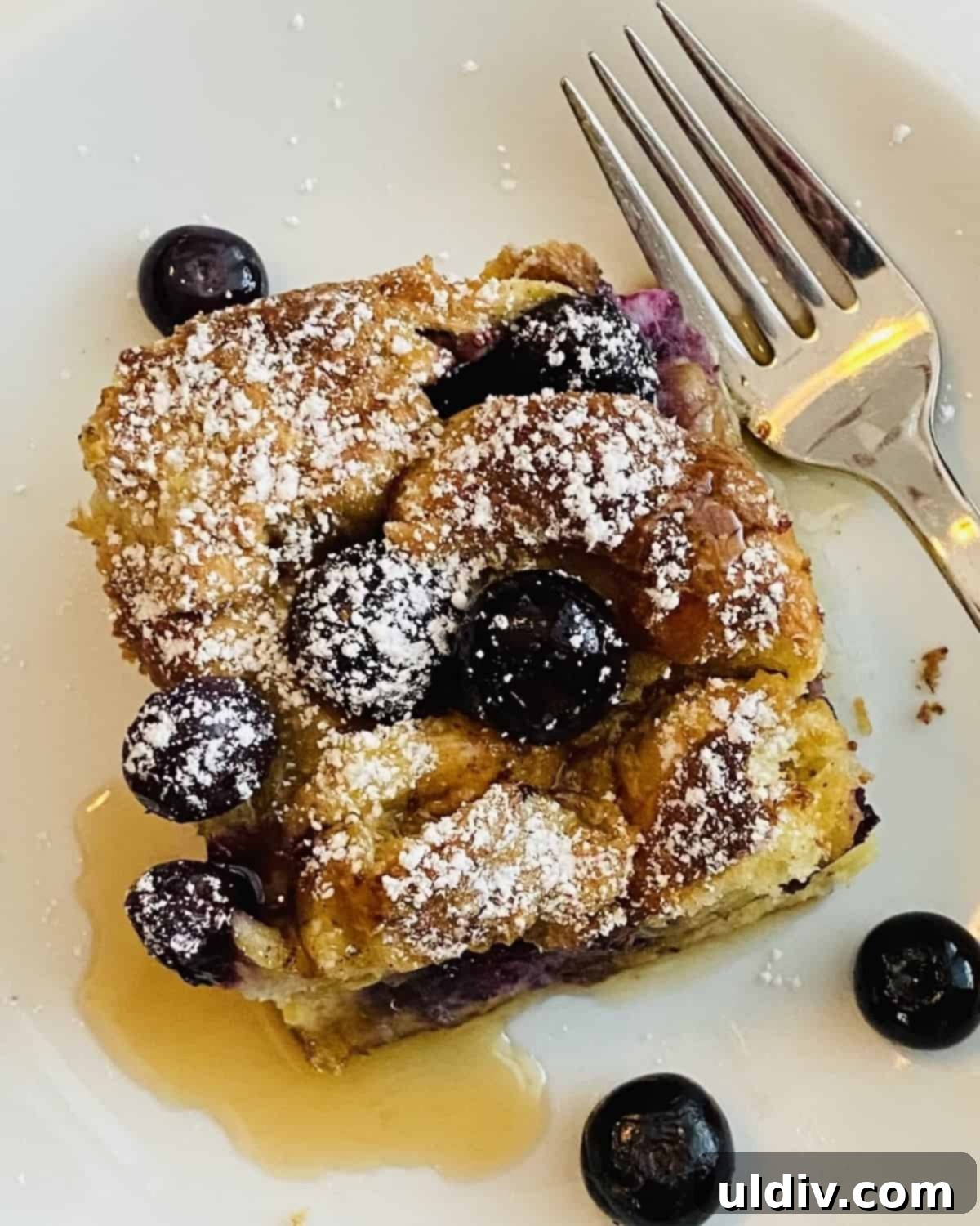 Blueberry Croissant French Toast Bake 4 a slice of sweet breakfast
