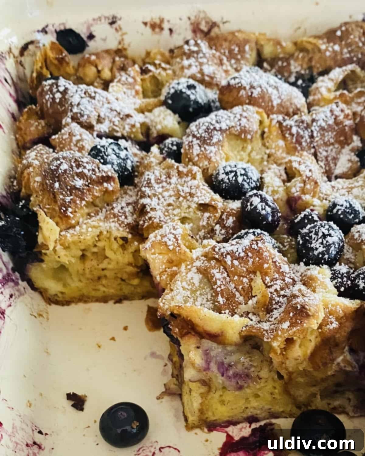 Blueberry Croissant French Toast Bake 7 French toast casserole with blueberries