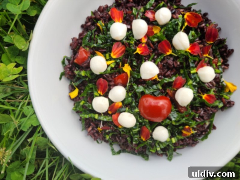 Forbidden Rice Salad Delicious Discovery 7 Another perspective of the delicious black forbidden rice salad, ready to be enjoyed.