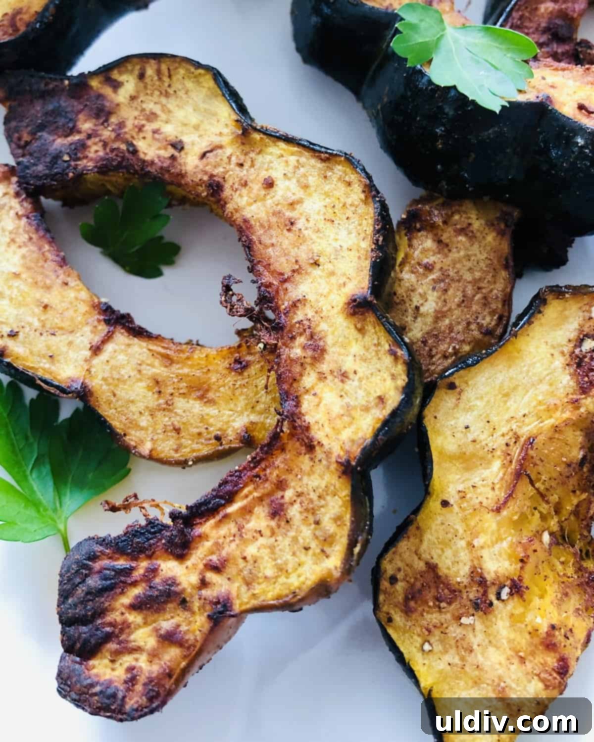 Autumn Spiced Squash Roast 2 closeup of roasted acorn squash