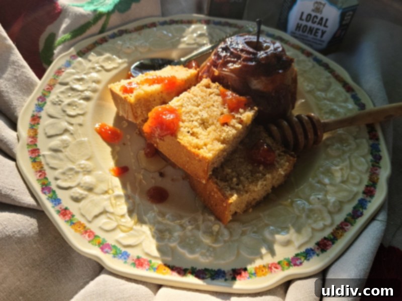 2021 Holiday Gift Guide Artisan Excellence 17 Spice cake slice served with baked apples and peach preserve